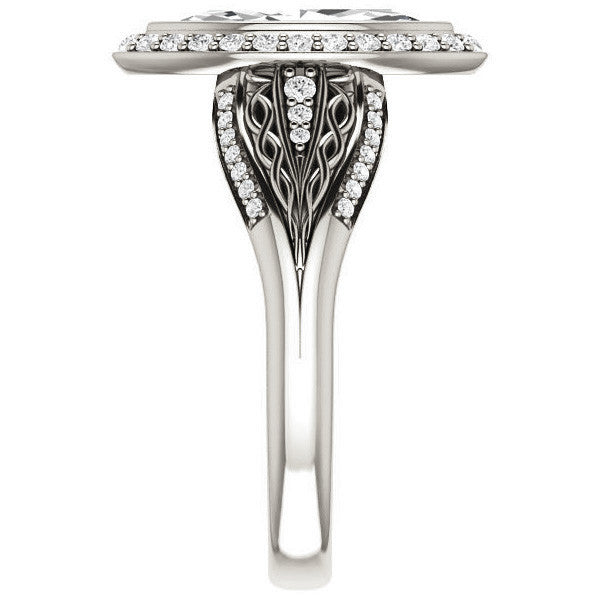 Marquise cut Moissanite Bezel Woven Ring