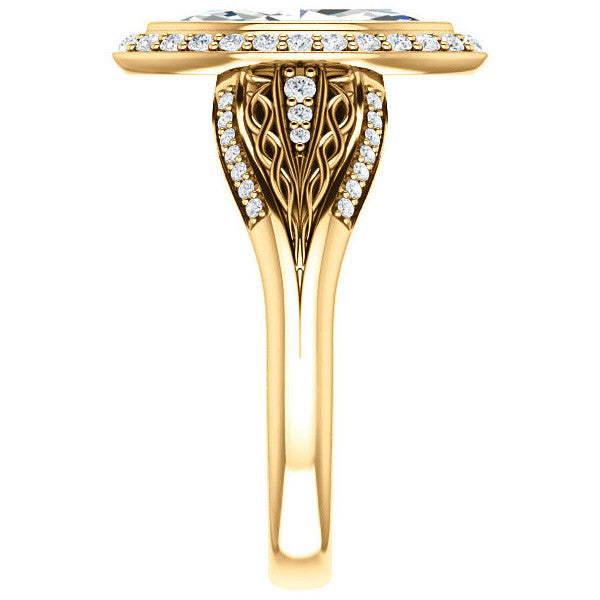Marquise cut Moissanite Bezel Woven Ring