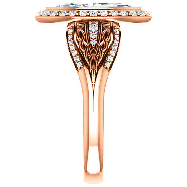 Marquise cut Moissanite Bezel Woven Ring