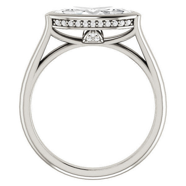 Marquise cut Moissanite Bezel Engagement Ring