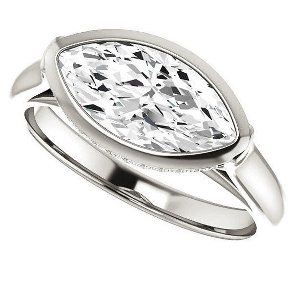 Marquise cut Moissanite Bezel Engagement Ring