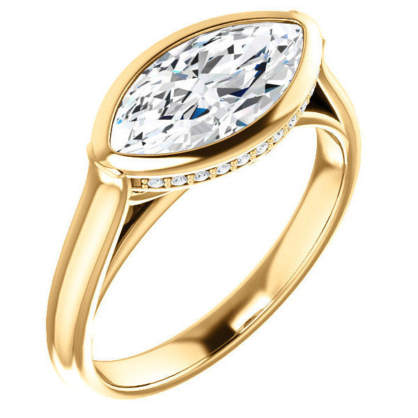 Marquise cut Moissanite Bezel Engagement Ring