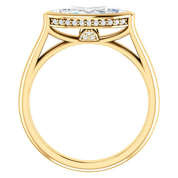 Marquise cut Moissanite Bezel Engagement Ring