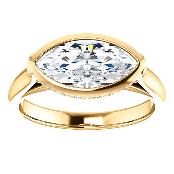 Marquise cut Moissanite Bezel Engagement Ring