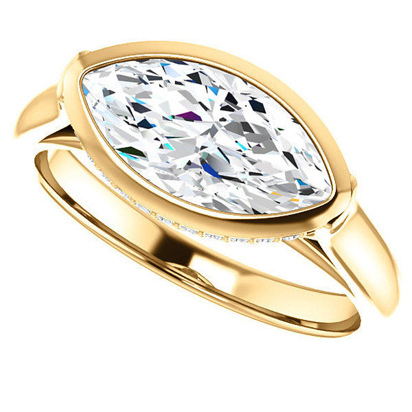Marquise cut Moissanite Bezel Engagement Ring