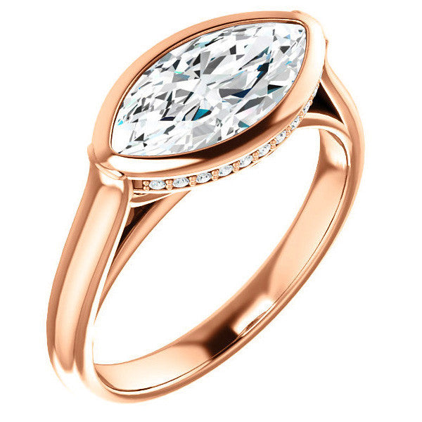 Marquise cut Moissanite Bezel Engagement Ring