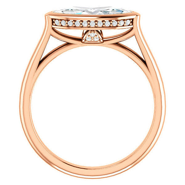 Marquise cut Moissanite Bezel Engagement Ring