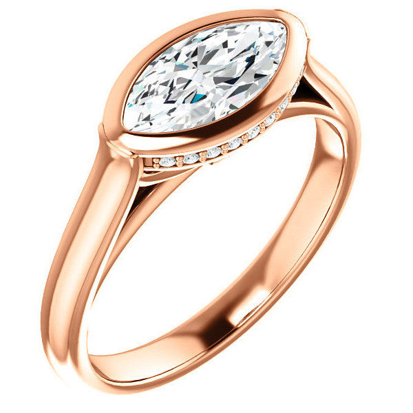 Marquise cut Moissanite Bezel Engagement Ring