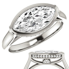 Marquise cut Moissanite Bezel Engagement Ring