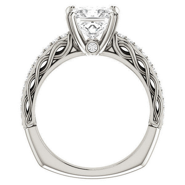 Princess Moissanite Woven Double Prong Engagement Ring