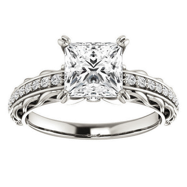 Princess Moissanite Woven Double Prong Engagement Ring