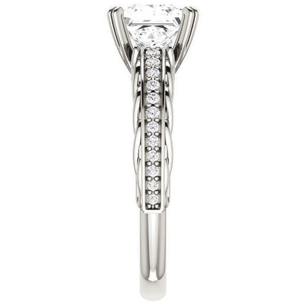 Princess Moissanite Woven Double Prong Engagement Ring