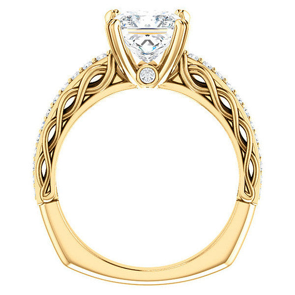 Princess Moissanite Woven Double Prong Engagement Ring
