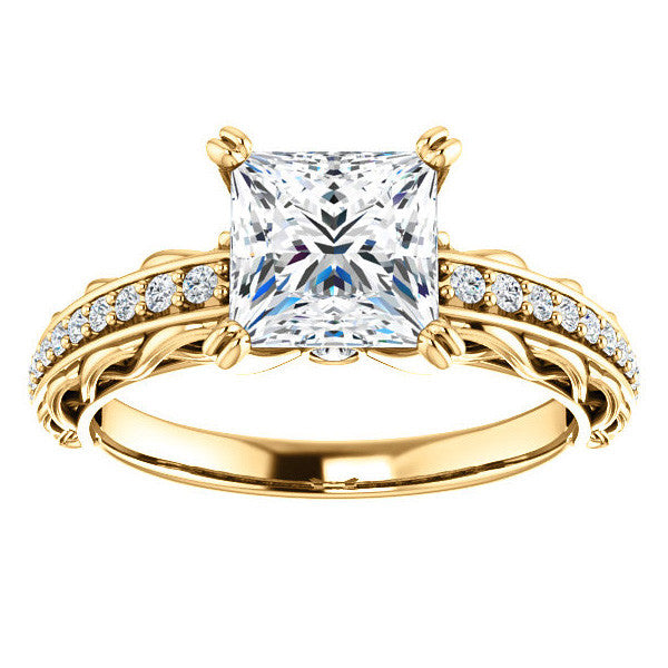 Princess Moissanite Woven Double Prong Engagement Ring