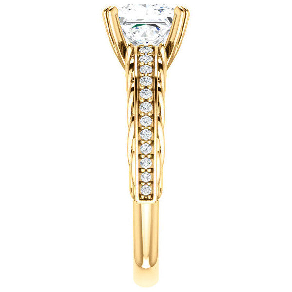 Princess Moissanite Woven Double Prong Engagement Ring