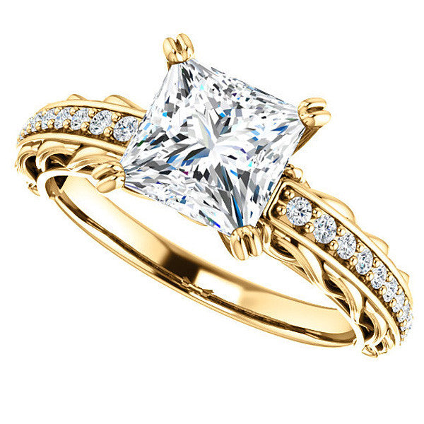 Princess Moissanite Woven Double Prong Engagement Ring
