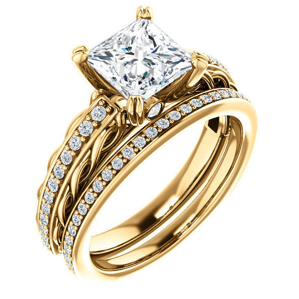 Princess Moissanite Woven Double Prong Engagement Ring