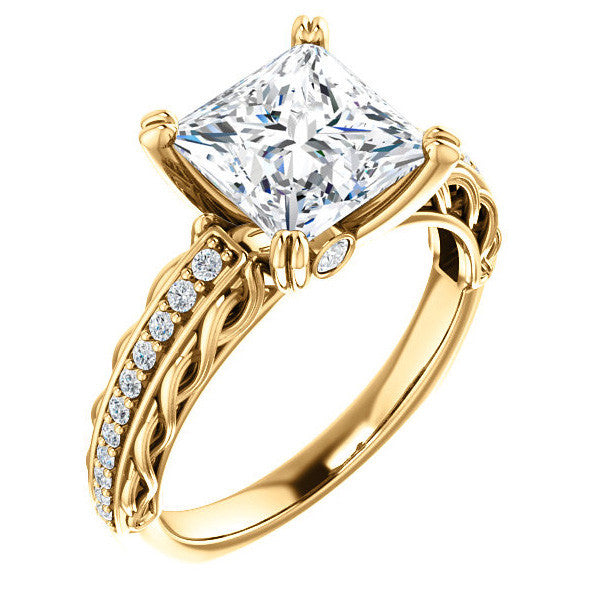 Princess Moissanite Woven Double Prong Engagement Ring