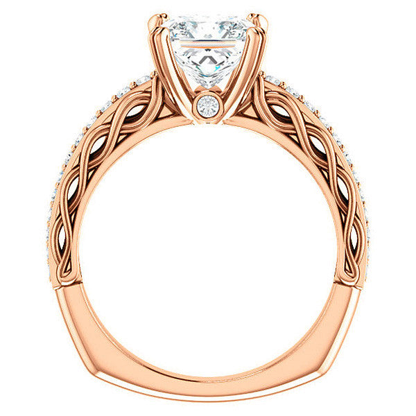 Princess Moissanite Woven Double Prong Engagement Ring