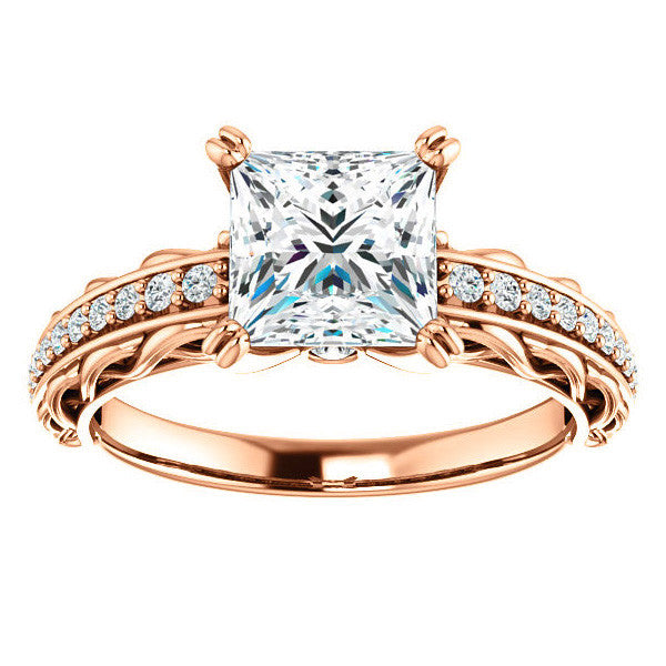 Princess Moissanite Woven Double Prong Engagement Ring