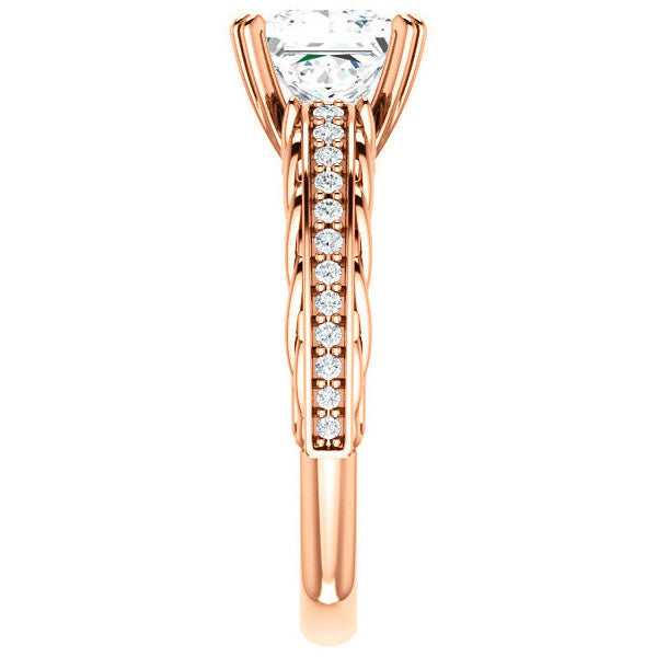Princess Moissanite Woven Double Prong Engagement Ring