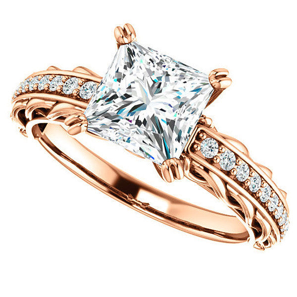 Princess Moissanite Woven Double Prong Engagement Ring