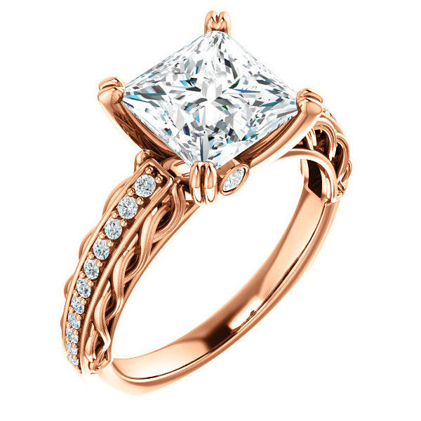 Princess Moissanite Woven Double Prong Engagement Ring