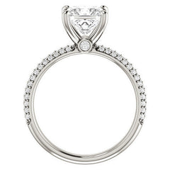 Princess cut Moissanite Pave Engagement Ring
