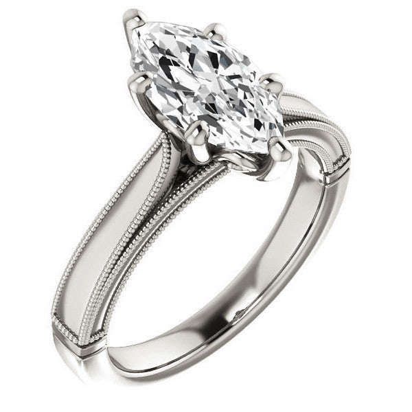 Marquise Cathedral Solitaire with Scroll Accents