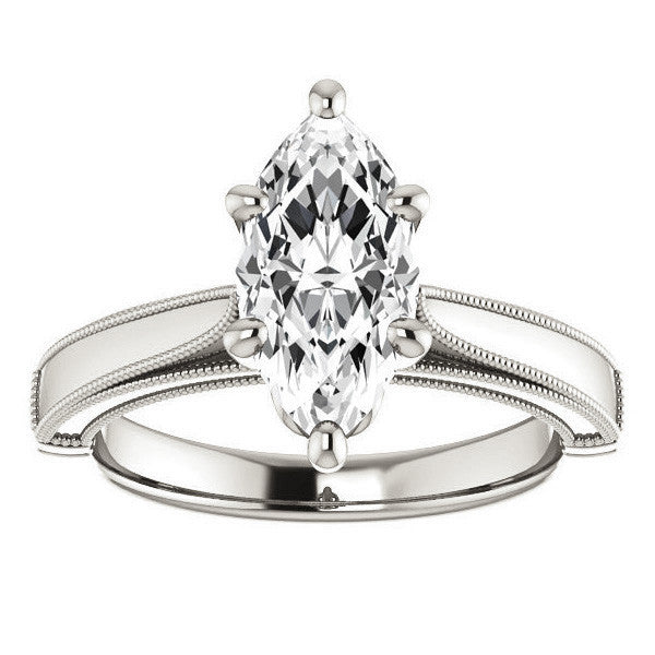 Marquise Cathedral Solitaire with Scroll Accents