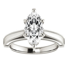 Marquise Cathedral Solitaire with Scroll Accents