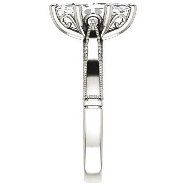 Marquise Cathedral Solitaire with Scroll Accents
