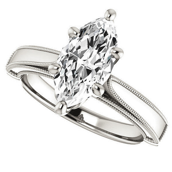 Marquise Cathedral Solitaire with Scroll Accents