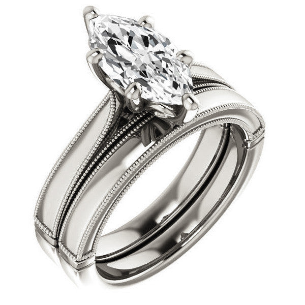 Marquise Cathedral Solitaire with Scroll Accents