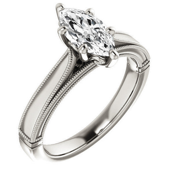 Marquise Cathedral Solitaire with Scroll Accents