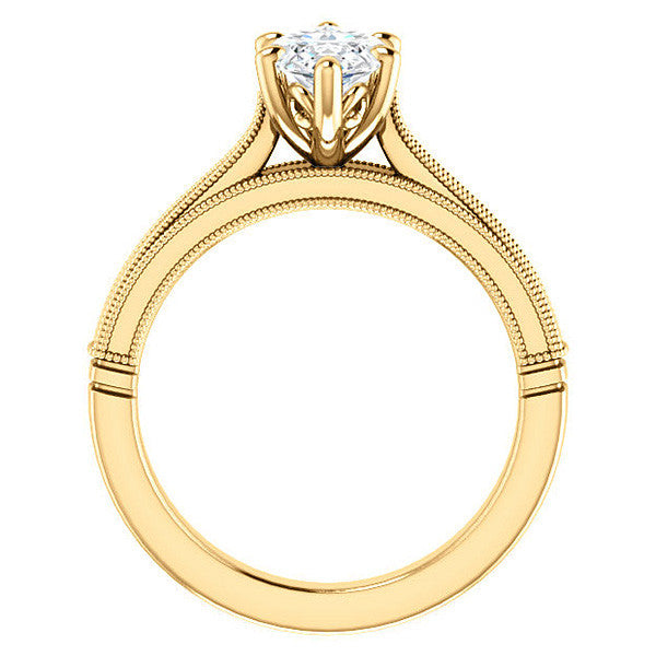 Marquise Cathedral Solitaire with Scroll Accents