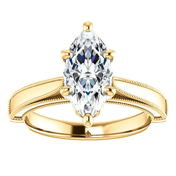 Marquise Cathedral Solitaire with Scroll Accents