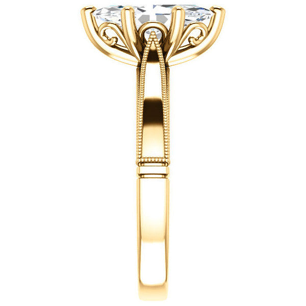 Marquise Cathedral Solitaire with Scroll Accents