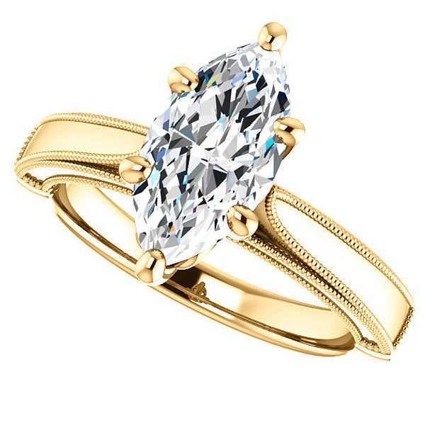 Marquise Cathedral Solitaire with Scroll Accents