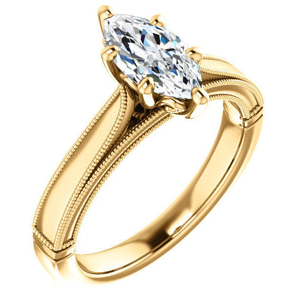 Marquise Cathedral Solitaire with Scroll Accents