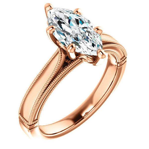 Marquise Cathedral Solitaire with Scroll Accents