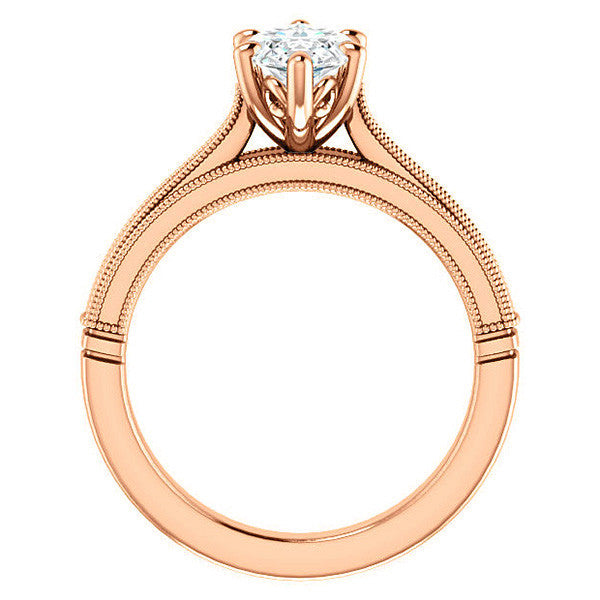 Marquise Cathedral Solitaire with Scroll Accents