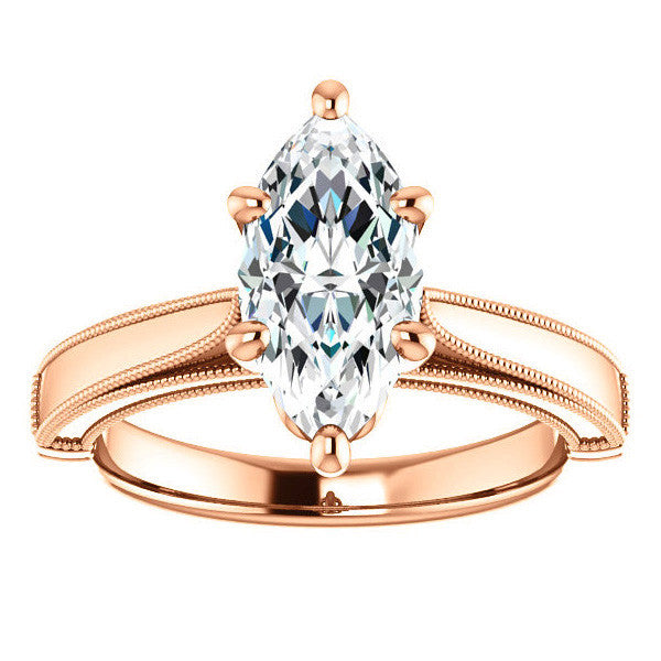 Marquise Cathedral Solitaire with Scroll Accents