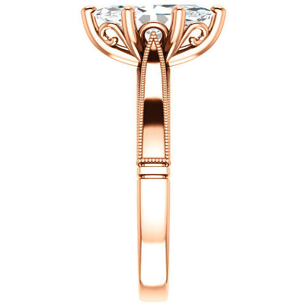 Marquise Cathedral Solitaire with Scroll Accents