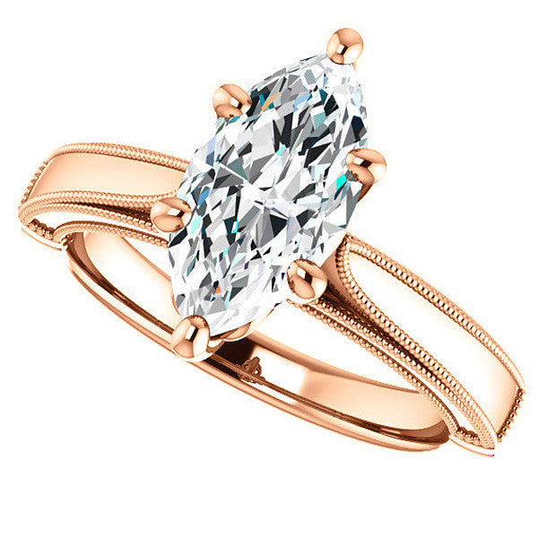 Marquise Cathedral Solitaire with Scroll Accents
