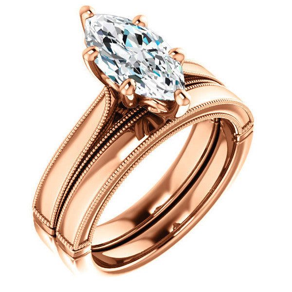 Marquise Cathedral Solitaire with Scroll Accents