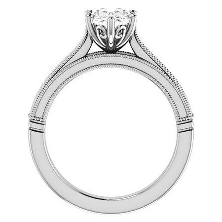 Oval Cathedral Solitaire with Scroll Accents