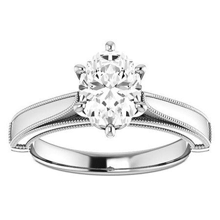 Oval Cathedral Solitaire with Scroll Accents