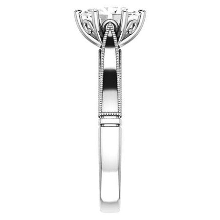 Oval Cathedral Solitaire with Scroll Accents