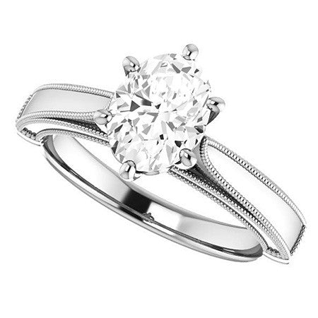 Oval Cathedral Solitaire with Scroll Accents